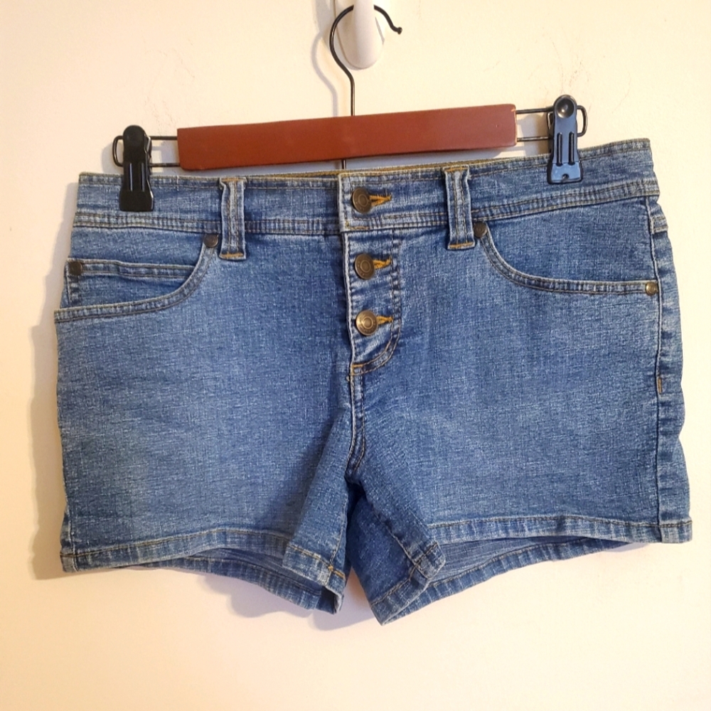 y2k Denim Jean Shorts Button Fly Stretch No Boundaries